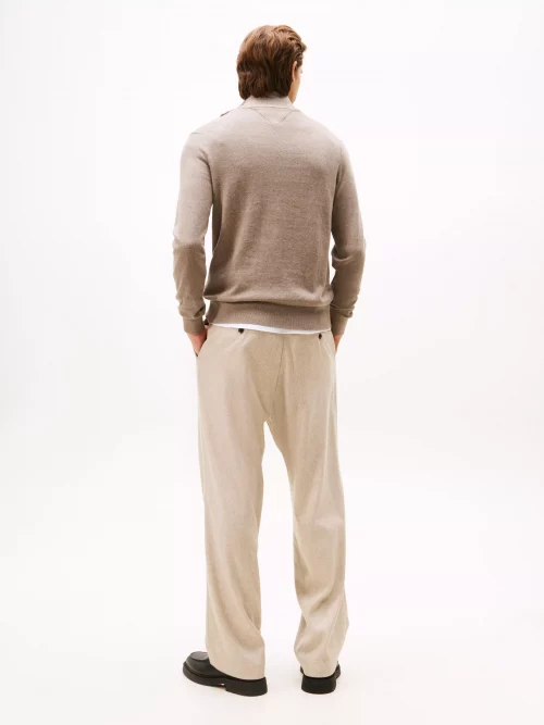 Pull Col Cheminee Coton Cash 1/2 Zip Beige Moyen – Image 2