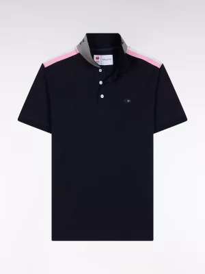 Polo Manches Courtes Ffr Galon Epaules Bleu Fonce