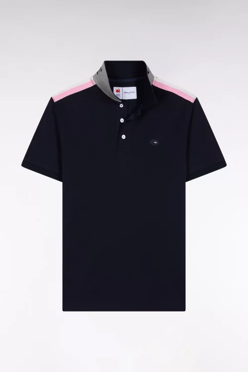 Polo Manches Courtes Ffr Galon Epaules Bleu Fonce