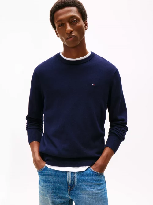 Pull Col Rond Coton Cash Bleu Fonce