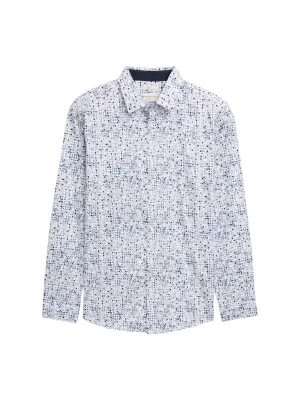 Chemise Manches Longues Sport Imprime Taches Bleu Moyen