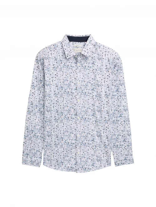 Chemise Manches Longues Sport Imprime Taches Bleu Moyen