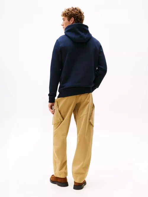 Pull Sweat  Molleton Print Capuche Bleu Fonce – Image 3