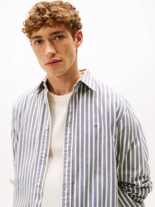 Chemise Manches Longues Sport Rayure Grattee Bleu Moyen – Image 4