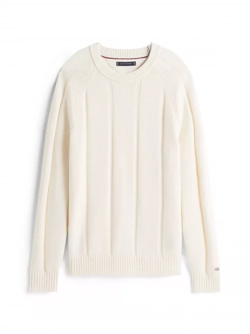 Pull Col Rond Rayure Envers Beige Clair – Image 4