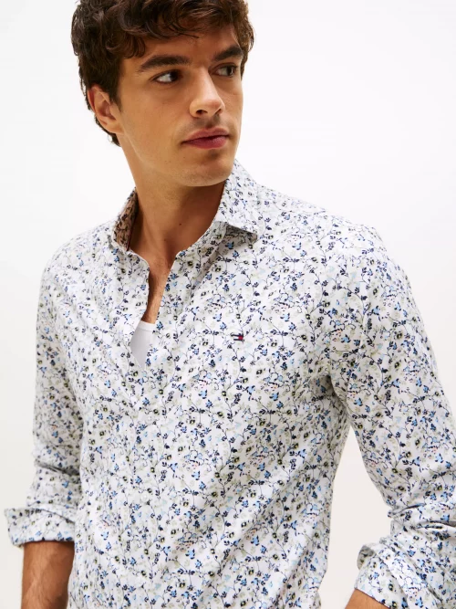 Chemise Manches Longues Sport Imprime Fleurs Bleu Clair – Image 3