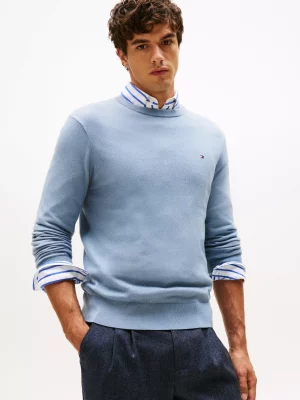 Pull Col Rond Coton Cash Bleu Clair