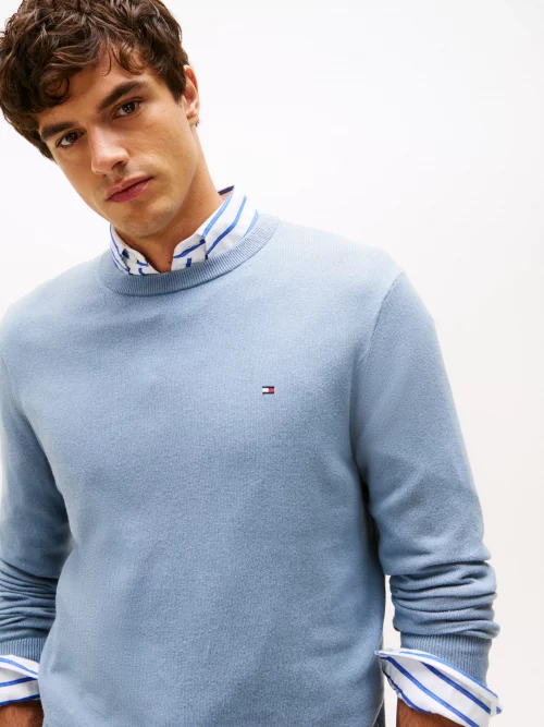 Pull Col Rond Coton Cash Bleu Clair – Image 5