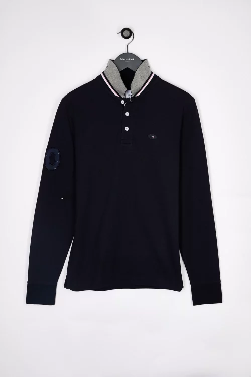 Polo Manches Longues Tr - Ffr Pique 10 Manche Bleu Fonce
