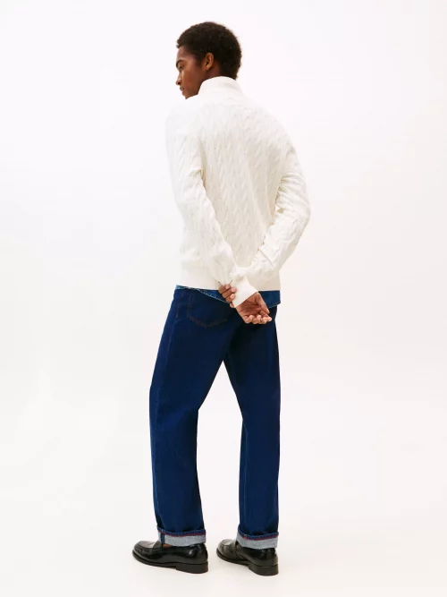 Pull Col Cheminee Torsade 1/2 Zip Beige Clair – Image 2