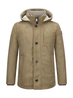 Grosse Piece Blouson Suede Capuche Amovible Beige Clair