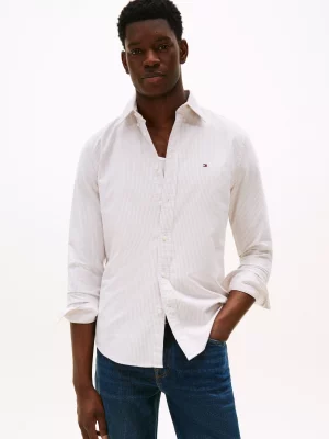 Chemise Manches Longues Sport Oxford Rayure Beige Moyen
