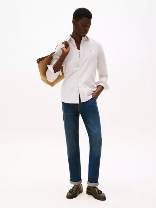 Chemise Manches Longues Sport Oxford Rayure Beige Moyen – Image 3