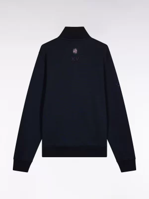 Gilet Manches Longues Ffr Molleton Zip Bleu Fonce
