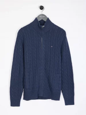 Gilet Manches Longues Torsade Bleu Moyen