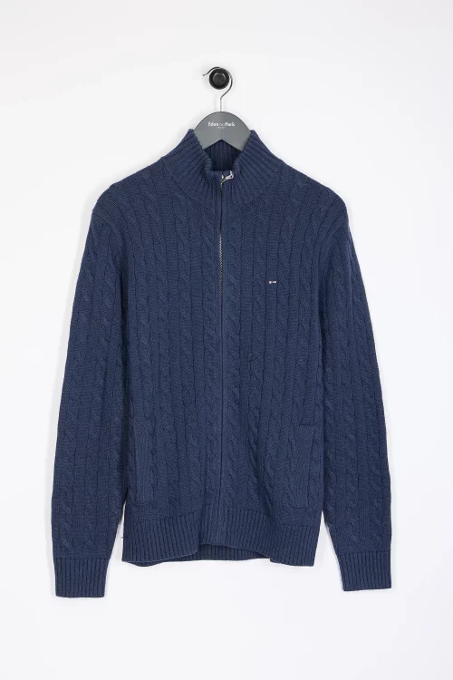 Gilet Manches Longues Torsade Bleu Moyen