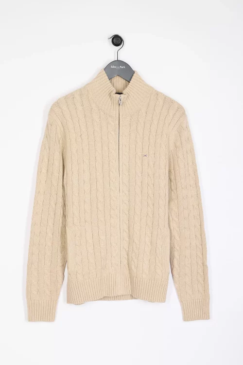 Gilet Manches Longues Torsade Beige Clair