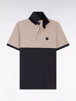 Polo Manches Courtes Slim Bicolore Beige Moyen
