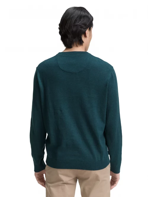 Pull Col Rond Coton Uni Vert Fonce – Image 2