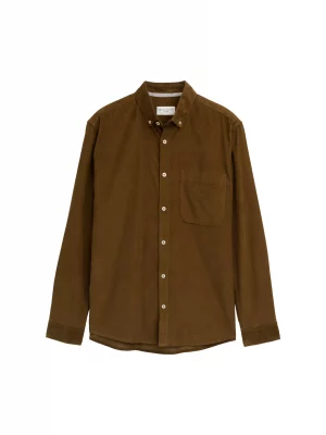 Chemise Manches Longues Sport Velours Beige Moyen