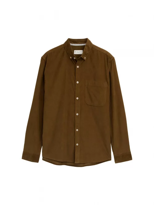 Chemise Manches Longues Sport Velours Beige Moyen