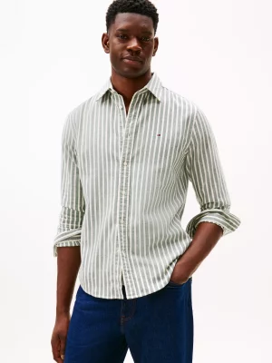 Chemise Manches Longues Sport Rayure Grattee Kaki Moyen