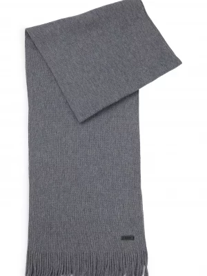 Accessoire Echarpe Tricot Uni Gris Moyen