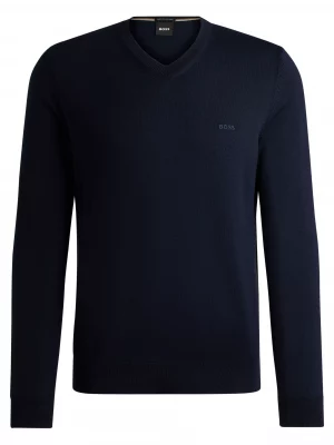 Pull Col V Merinos V Uni Bleu Fonce