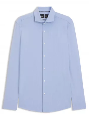 Chemise Manches Longues Ville Performance Faux Uni Bleu Clair