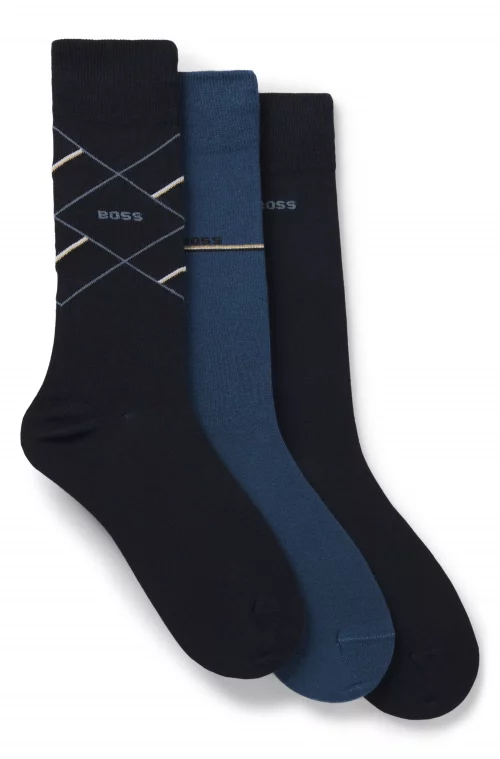Accessoire Chaussettes Coffret Trio Bleu Moyen