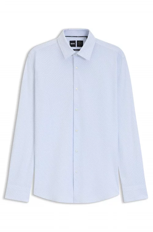 Chemise Manches Longues Ville Performance Cercles Bleu Clair