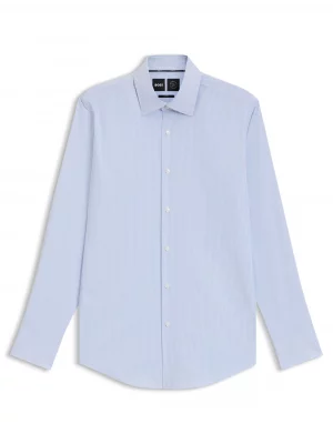 Chemise Manches Longues Ville Performance Rayure Baton Bleu Clair