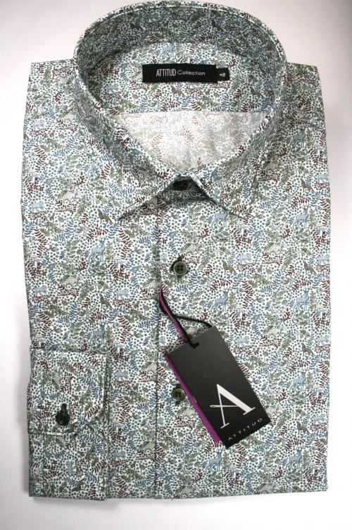 Chemise Manches Longues Ville Animaux Vert Moyen