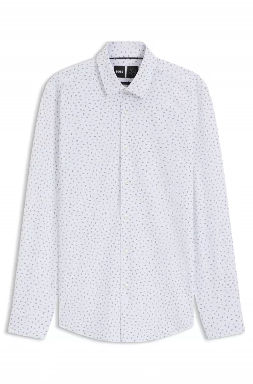 Chemise Manches Longues Ville Performance Imprime Traits Bleu Clair