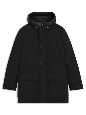 Grosse Piece Parka Nylon Capuche Double Doudoune Noir Fonce