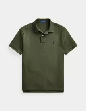 Polo Manches Longues Pique Mesch Slim Kaki Fonce