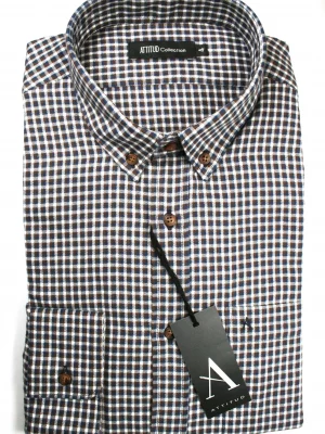 Chemise Manches Longues Sport Carreau Gratte Modern Pb Beige Moyen