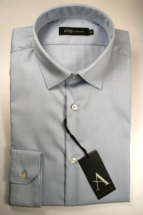 Chemise Manches Longues Ville Twill Uni Modern Bleu Clair