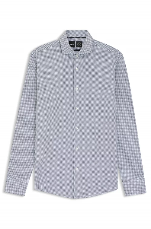 Chemise Manches Longues Ville Performance Imprime Cercle Blanc