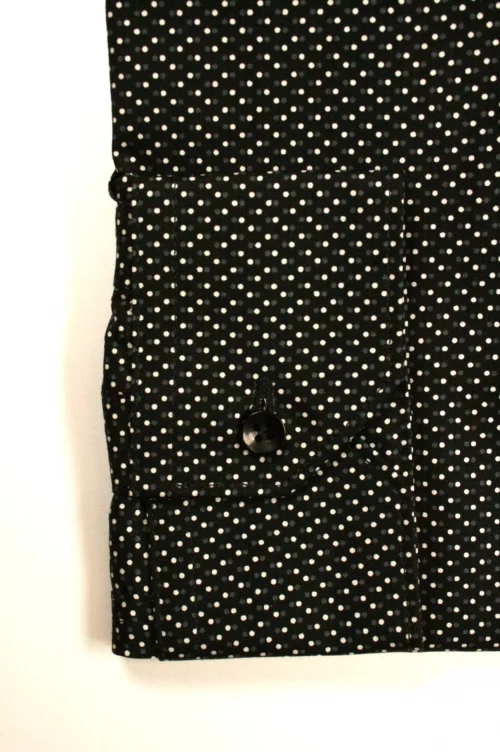 Chemise Manches Longues Ville Pois Bicolore Modern Noir Fonce – Image 2