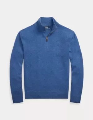 Pull Col Cheminee Loryelle 1/2 Zip Bleu Moyen