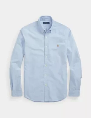 Chemise Manches Longues Sport Oxford Slim Uni Bleu Clair