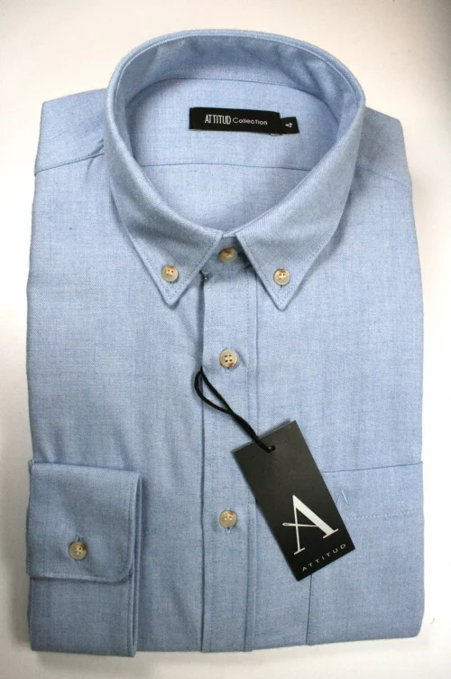 Chemise Manches Longues Sport Gratte Uni Modern Bleu Clair