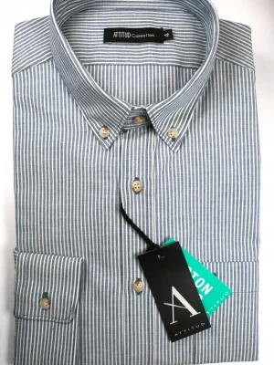 Chemise Manches Longues Sport Rayure Modern Pb Bleu Moyen