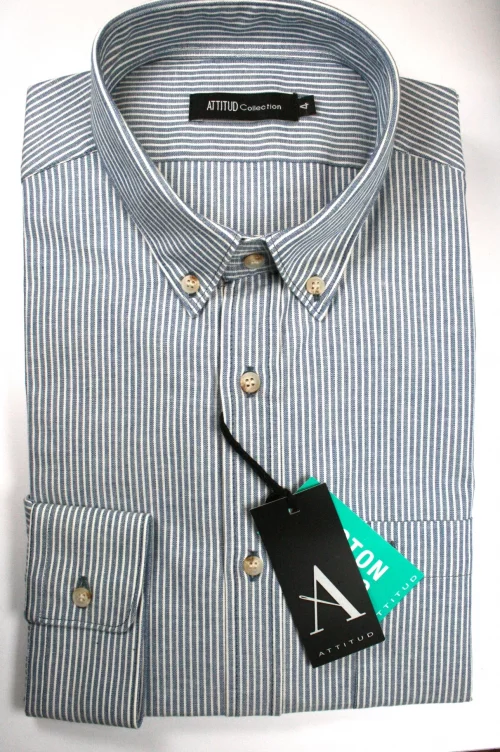 Chemise Manches Longues Sport Rayure Modern Pb Bleu Moyen