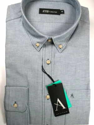 Chemise Manches Longues Sport Chambray Modern Pb Bleu Moyen