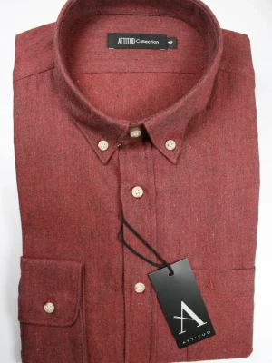 Chemise Manches Longues Sport Gratte Uni Modern Rouge Moyen