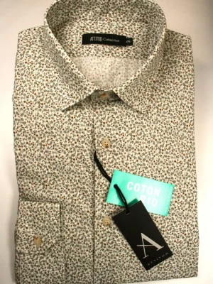 Chemise Manches Longues Ville Olivier Modern Beige Moyen