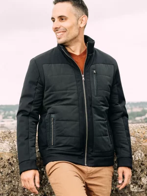 Grosse Piece Blouson Matelasse Carre Bleu Fonce
