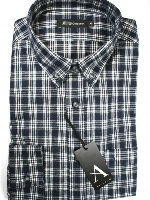 Chemise Manches Longues Sport Carreau Gratte Modern Pb Bleu Fonce